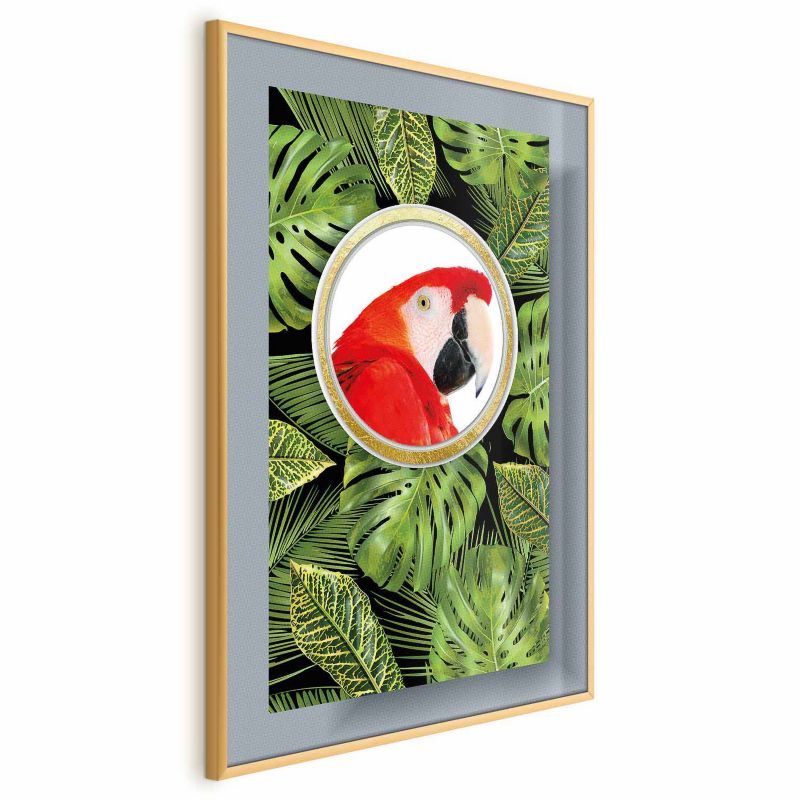 Plakat Artgeist Papuga w dżungli 40x60 cm z ramą złotą 1 szt