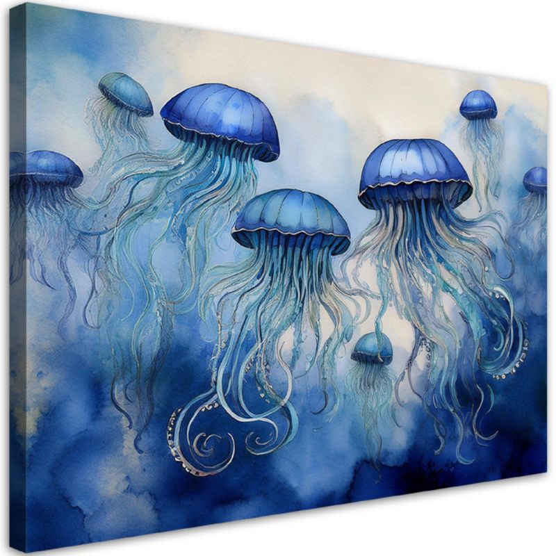 Obraz do salonu sypialni Feeby Niebieskie Meduzy Morskie 120x80 cm 1szt