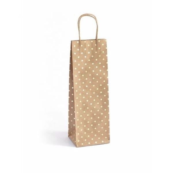 Torebki papierowe Kraft złote kropki B 35x10x12, 5szt./op.