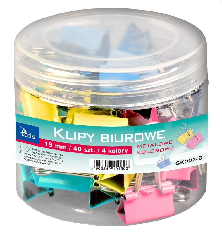 Klipy kolorowe 19mm 40szt.A`1