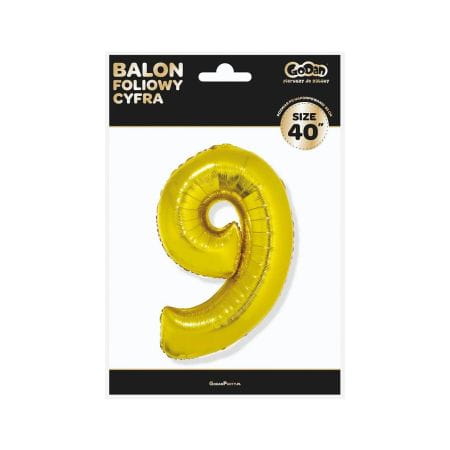 Balon foliowy Cyfra złota "9" - Wielkość 92cm