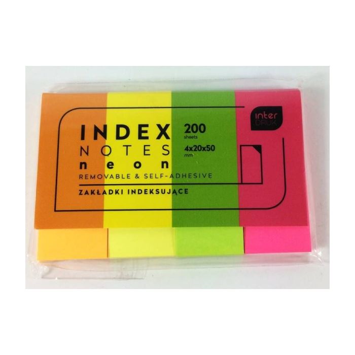 Interdruk Zakładki indeksujące Neon 200sztuk 4x20x50mm