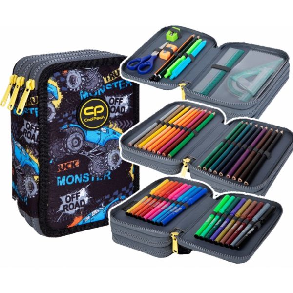 Coolpack Piórnik potrójny Jumper 3 z wyposażeniem MONSTER