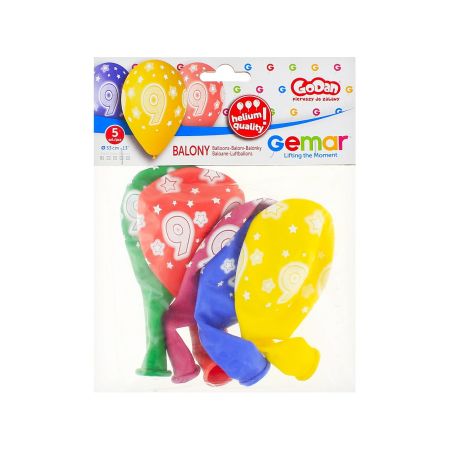 BALONY PREMIUM HEL Z NADRUKIEM 9 5SZTUK