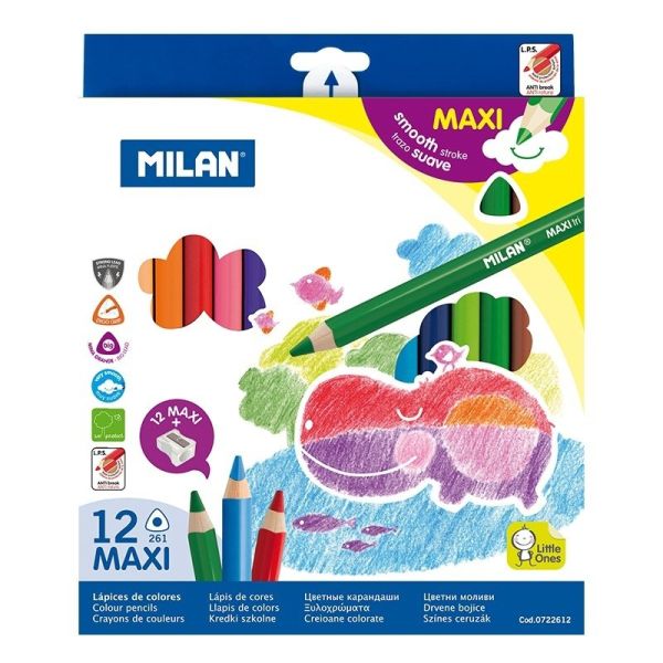Milan Kredki Maxi Trójkątne 12 kolorów