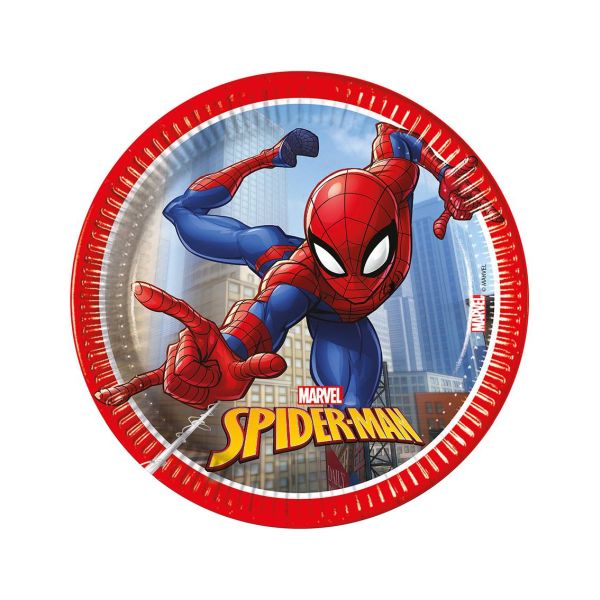 Talerzyki papierowe Spiderman Crime Fighter, 20cm, 8 sztuk Godan