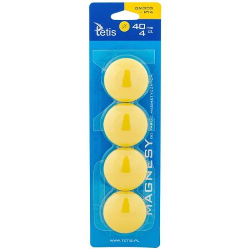 Magnesy do tablic żółte gład.40mm/4 A`1