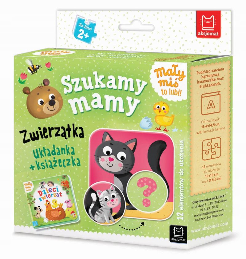 Mały miś to lubi! Szukamy mamy. Zwierzątka. Układanka + książeczka