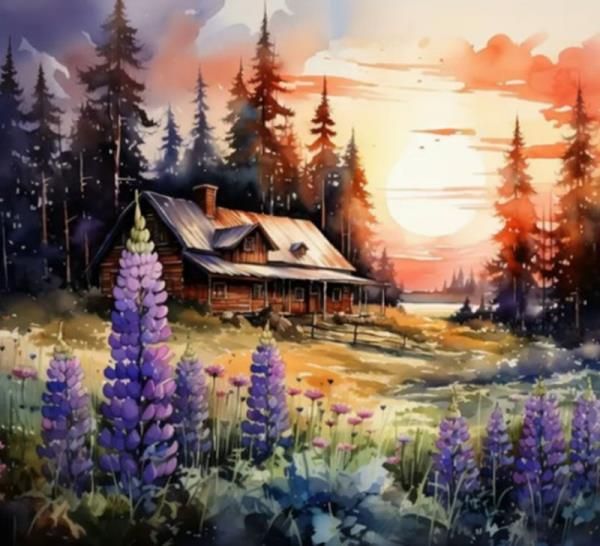 DIAMENTOWA MOZAIKA DOM GÓRSKI I ZACHÓD SŁOŃCA PAK 30 30X40