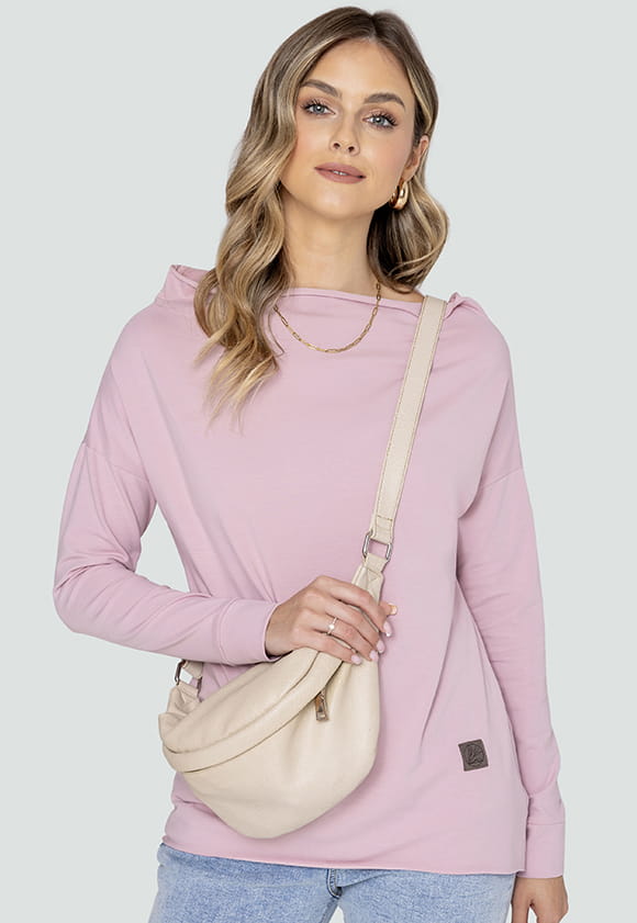 Baumwolle Bluse NECK - puderrosa