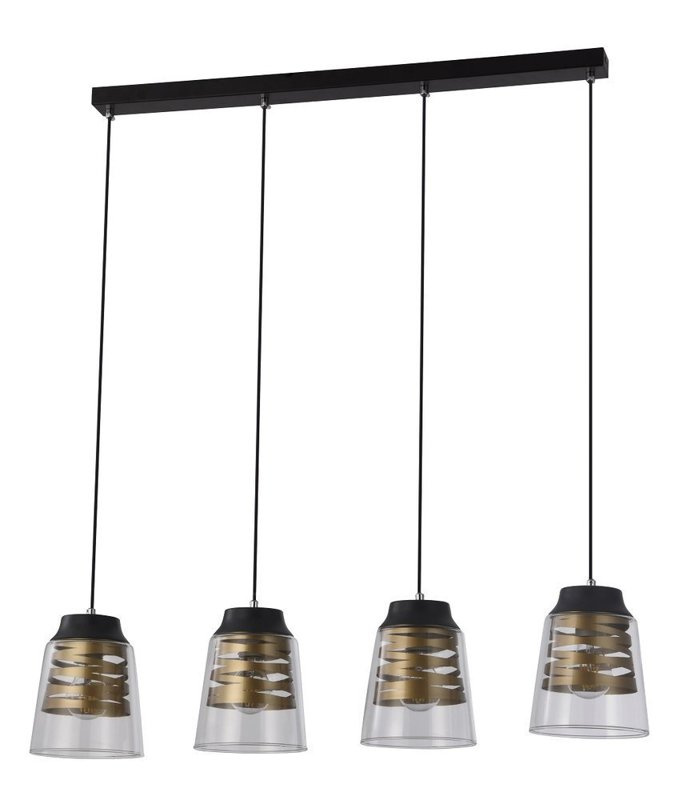 Lampa wisząca czarno-złota szkło 4xE27 Fresno