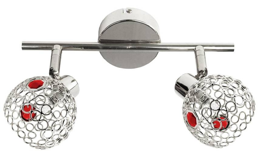 Lampa sufitowa Aron chrom czerwony 2x40W