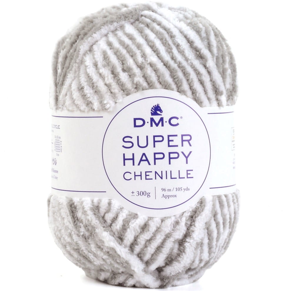 Super Happy Chenille kol. 150 biało-popielaty