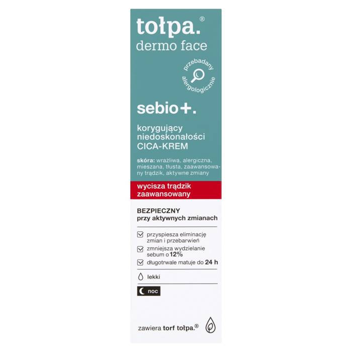 Tołpa Dermo Face Sebio+ korygujący niedoskonałości CICA - KREM lekki, NOC 40 ml