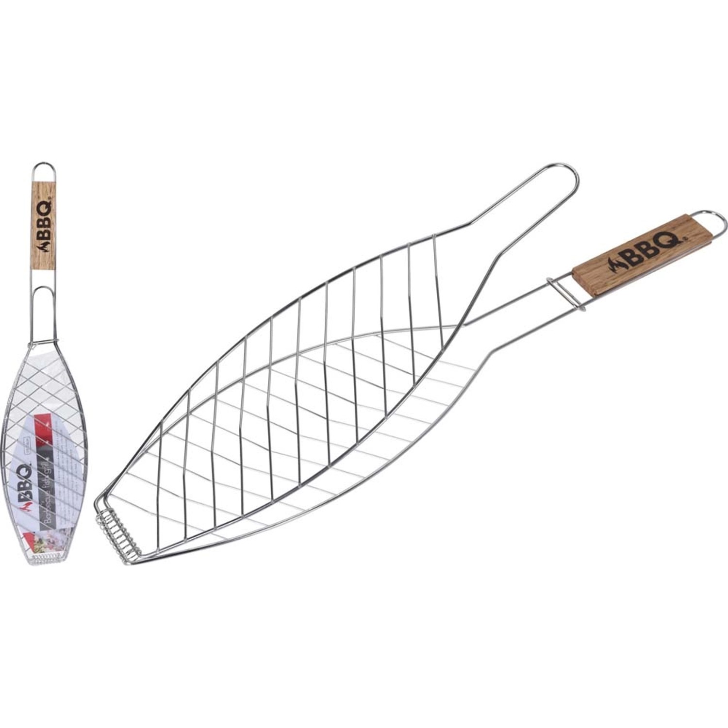 Ruszt BBQ do ryb drewniany uchwyt - 58 x 14 cm