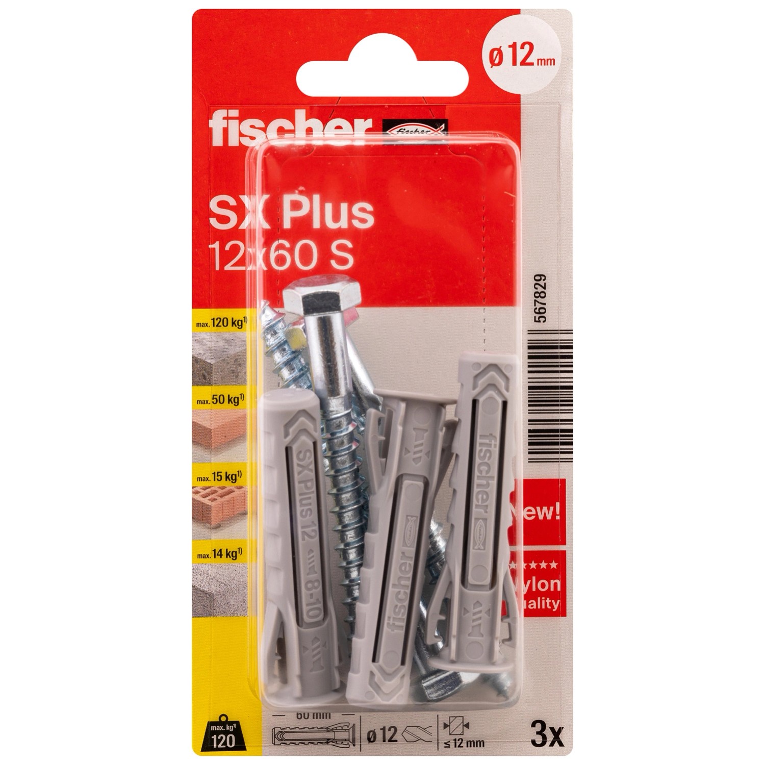 Fisher Kołek SX plus rozporowy 12x60 mm - 3 szt.