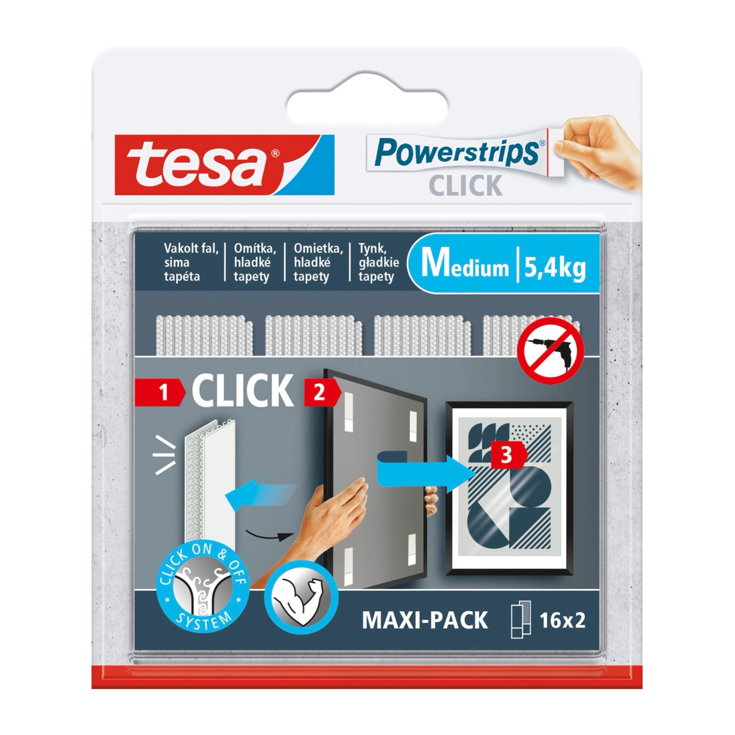 Tesa Rzepy do obrazów 16x2 M do 5,4kg
