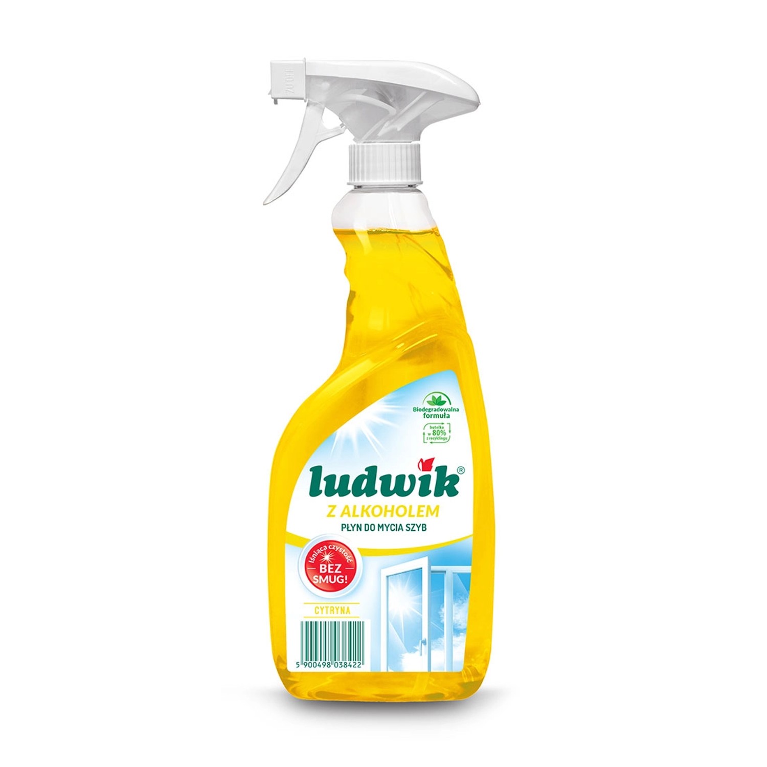 Ludwik Płyn do mycia szyb i glazury z alkoholem 600 ml lemon