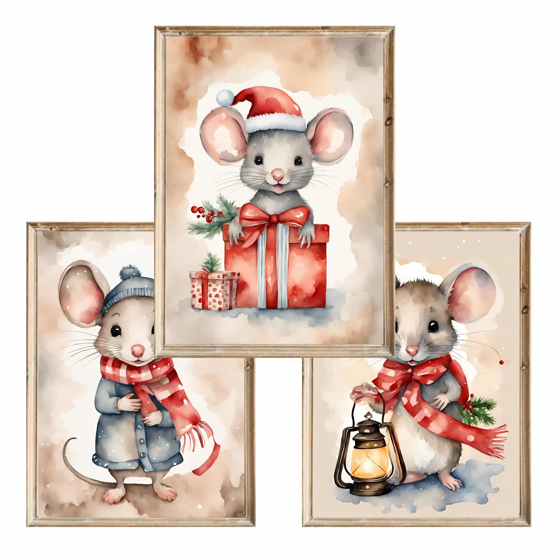 Zestaw trzech plakatów dla dzieci Christmas Mouses 1 A4
