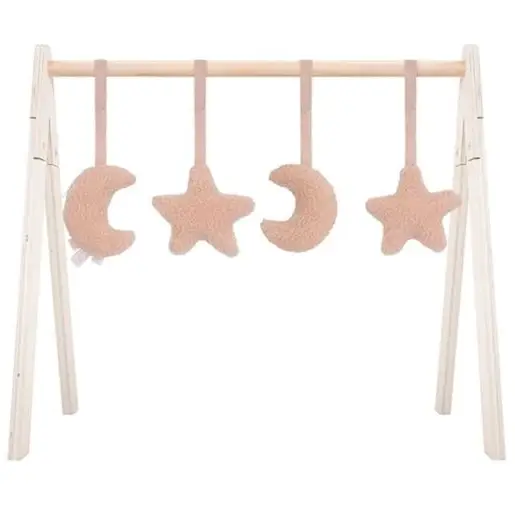 4 zabawki interaktywne do stojaka Babygym Moon Pale Pink Jollein BBTB