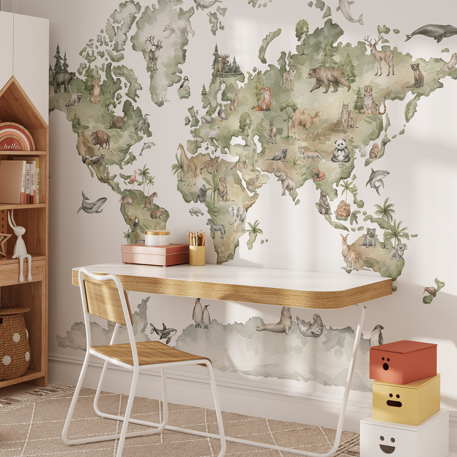 Fototapeta dla dzieci Zwierzęca Mapa Świata - 650