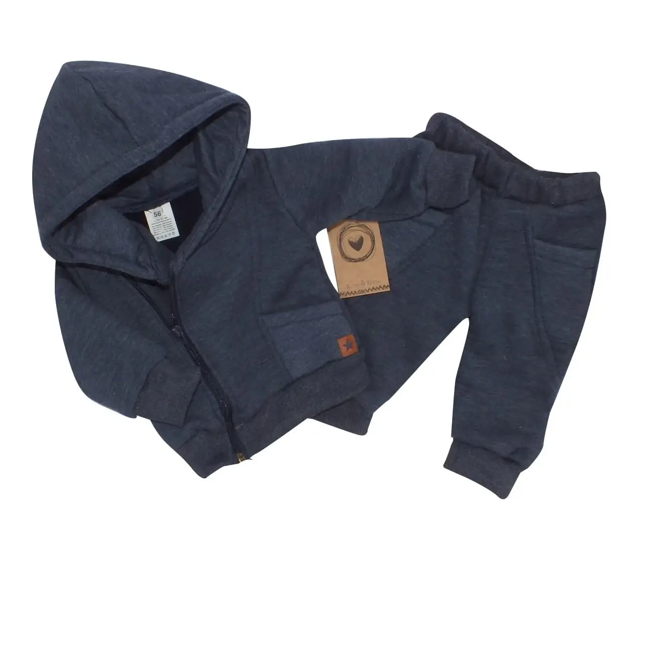 DRES NIEMOWLĘCY 2 CZĘŚCIOWY Z OCIEPLANEJ DRESÓWKI JEANSOWY ZZ - 56