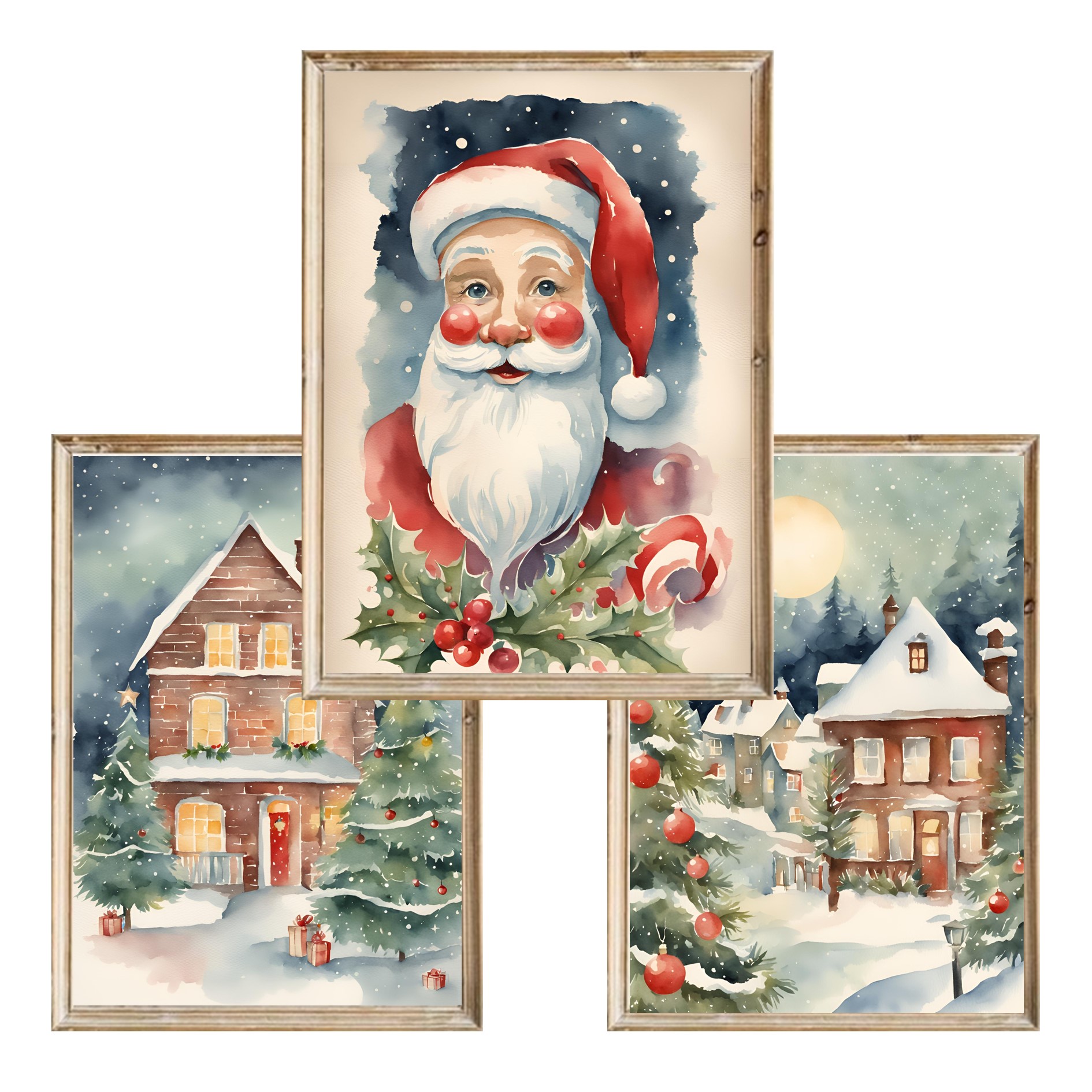 Zestaw trzech świątecznych plakatów Retro Christmas Postcards - A3