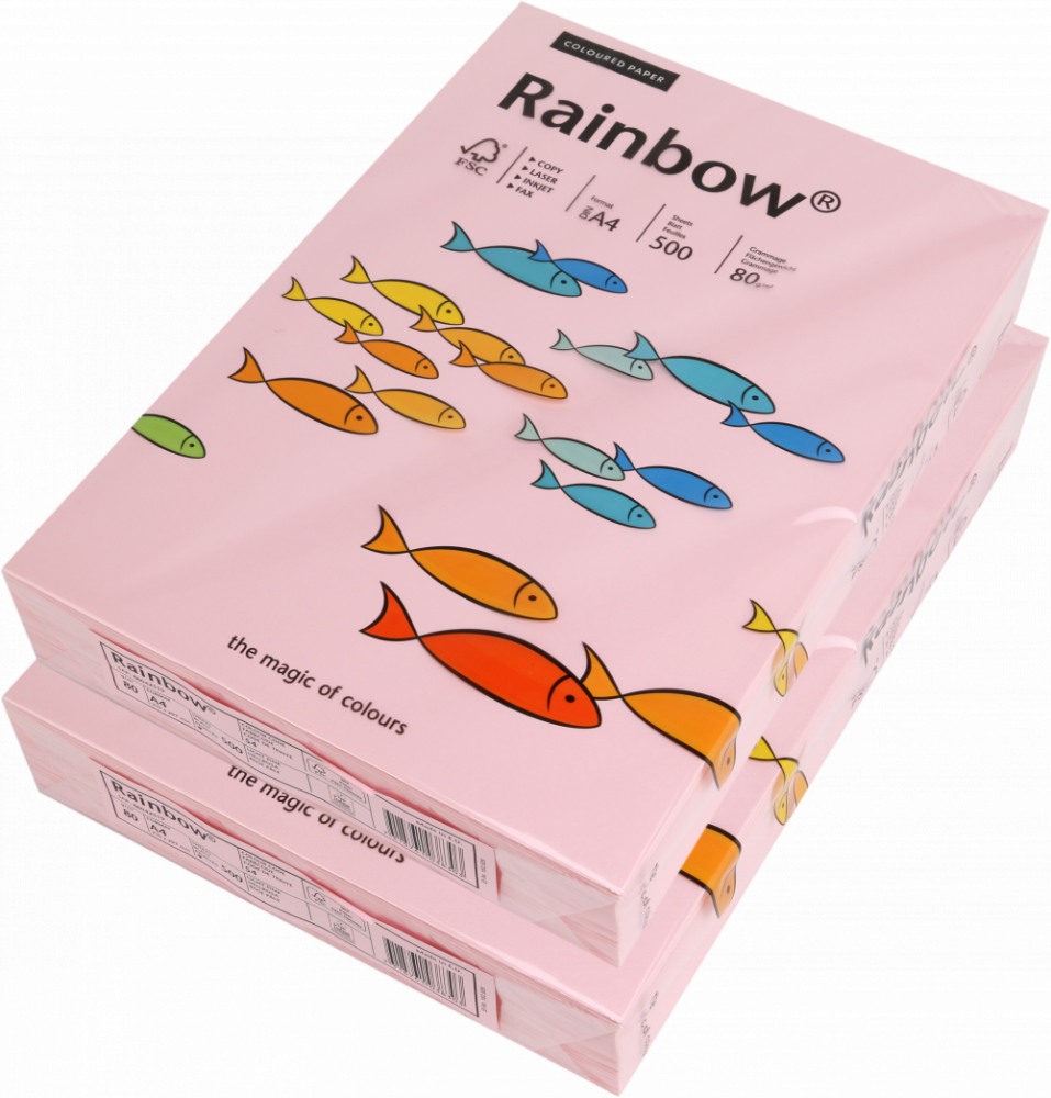 2x Papier ksero ekologiczny Rainbow, A4, 80g/m2, 500 arkuszy, jasny różowy