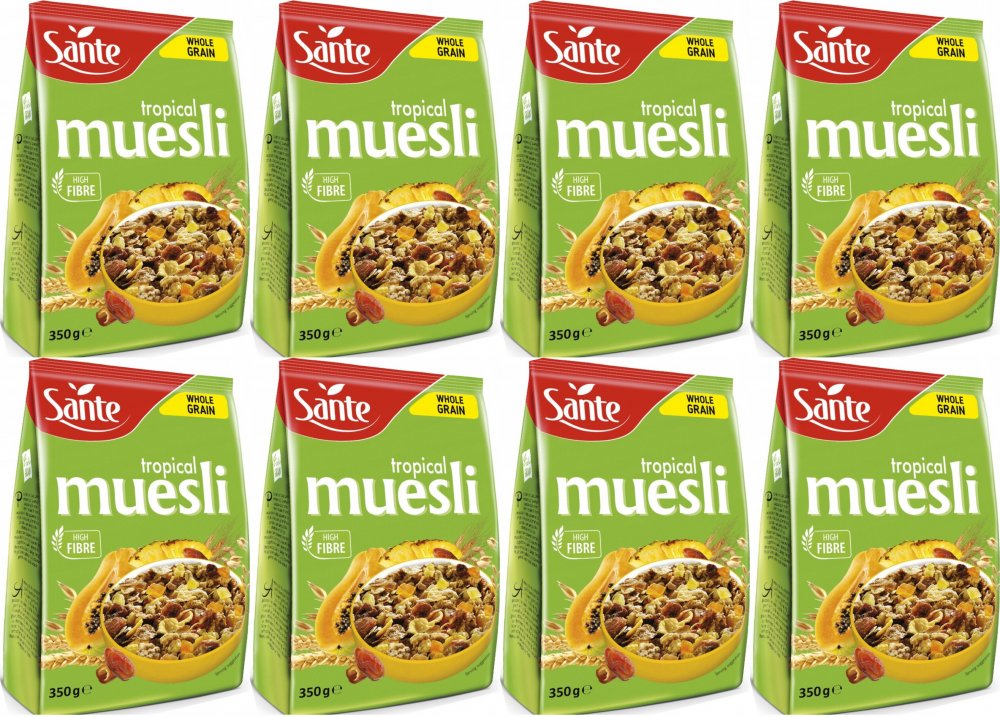 8x Musli Sante, tropikalne, 350g