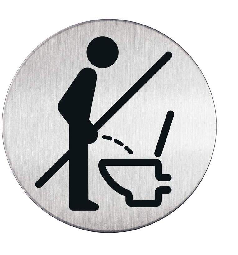 Tabliczka informacyjna Durable, "WC proszę usiąść", 83mm, srebrny