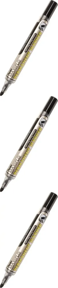 3x Marker permanentny Pentel Maxiflo, z tłoczkiem, okrągła, 4.5mm, czarny