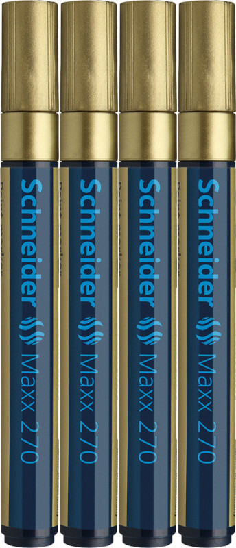 4x Marker olejowy Schneider, Maxx 270, okrągła, 1-3 mm, złoty