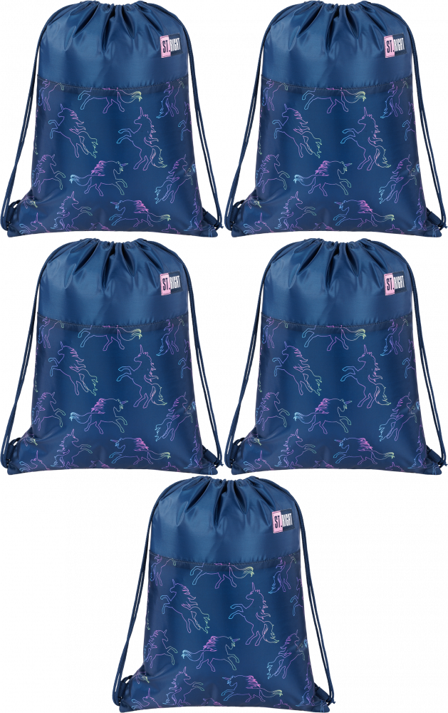 5x Worek na buty St.Right SO1 Dream Unicorn, 34x43cm, granatowy
