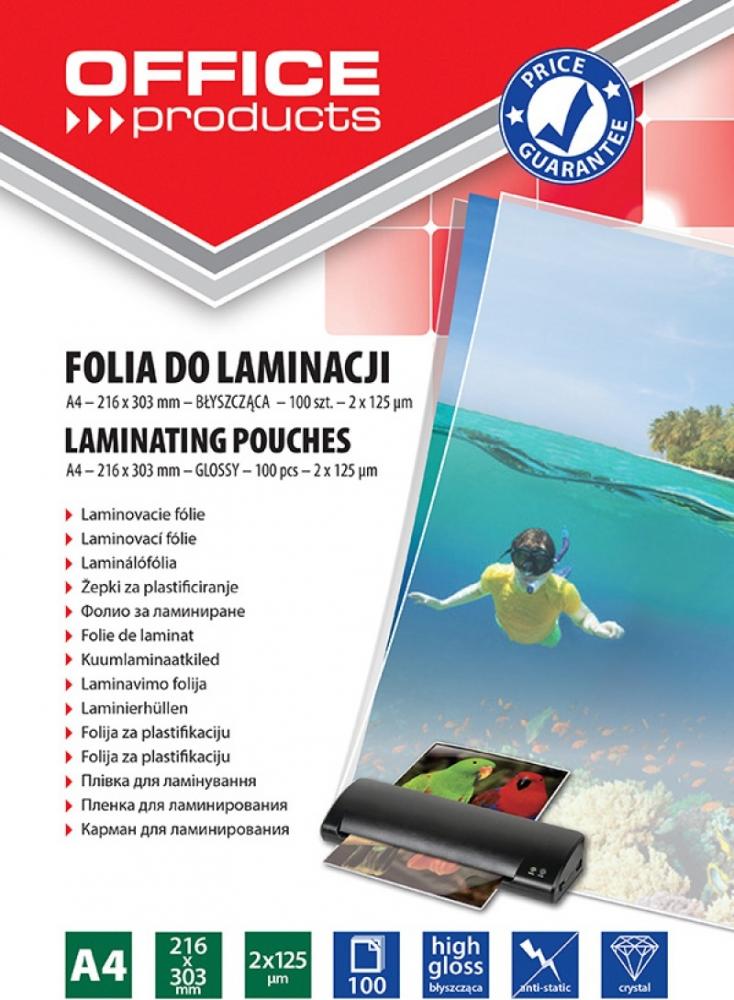 Folia do laminowania Office Products, A4, 2x125 μm, antystatyczna, 100 sztuk