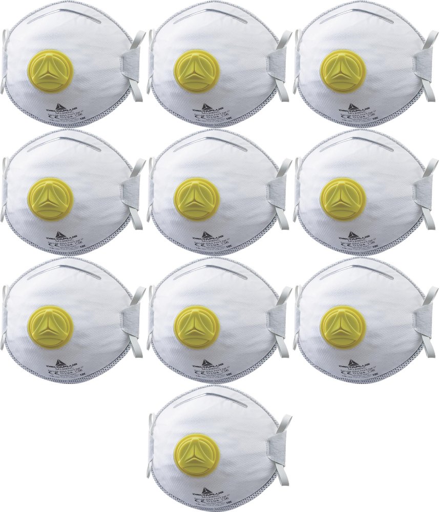 10x Półmaska jednorazowa Delta Plus M1200VC FFP2, z zaworem, biały