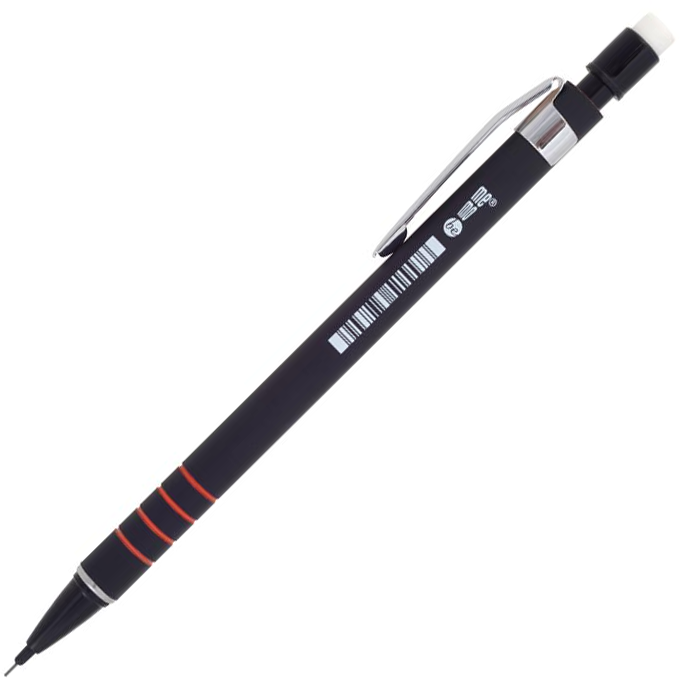 Ołówek automatyczny MemoBe Four Lines, HB, 0.5mm, z gumką, czarny