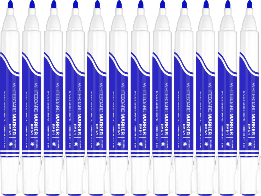 12x Marker suchościeralny Rystor RMS-1, okrągła, 4mm, niebieski