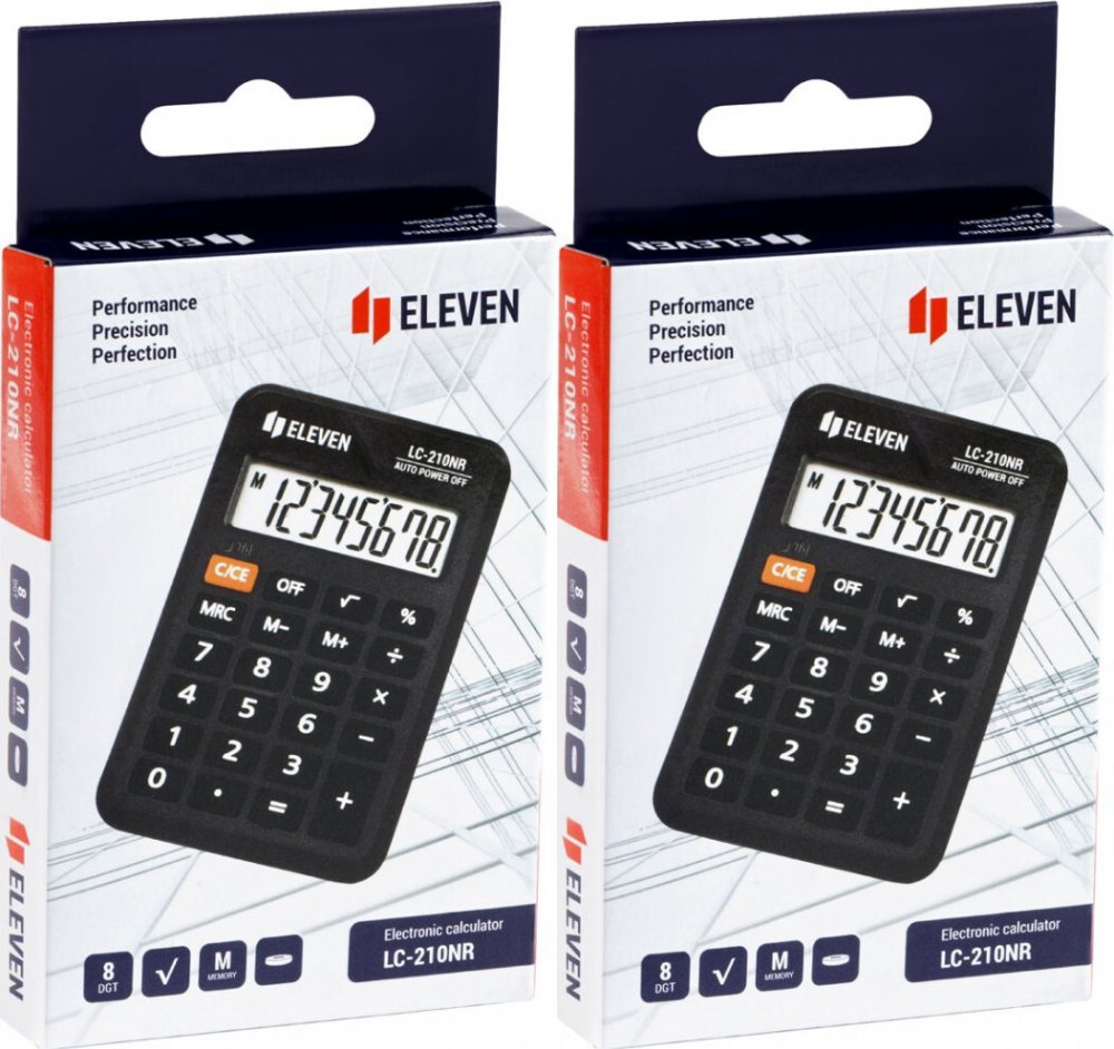 2x Kalkulator kieszonkowy Eleven LC-210NR, 8 cyfr, czarny