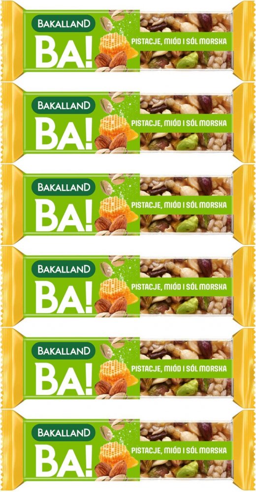 6x Baton Bakalland Ba! Nuts Pistacja, pistacje/miód/sól morska, 30g