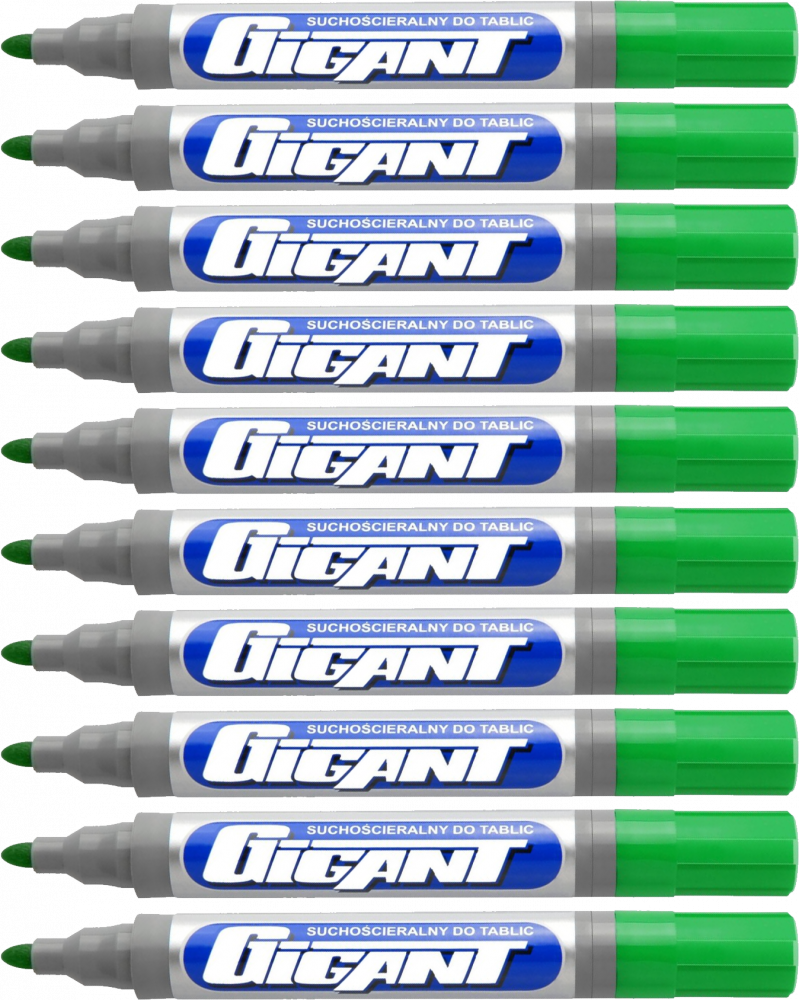 10x Marker suchościeralny Kamet, Gigant, okrągła, 3mm, zielony