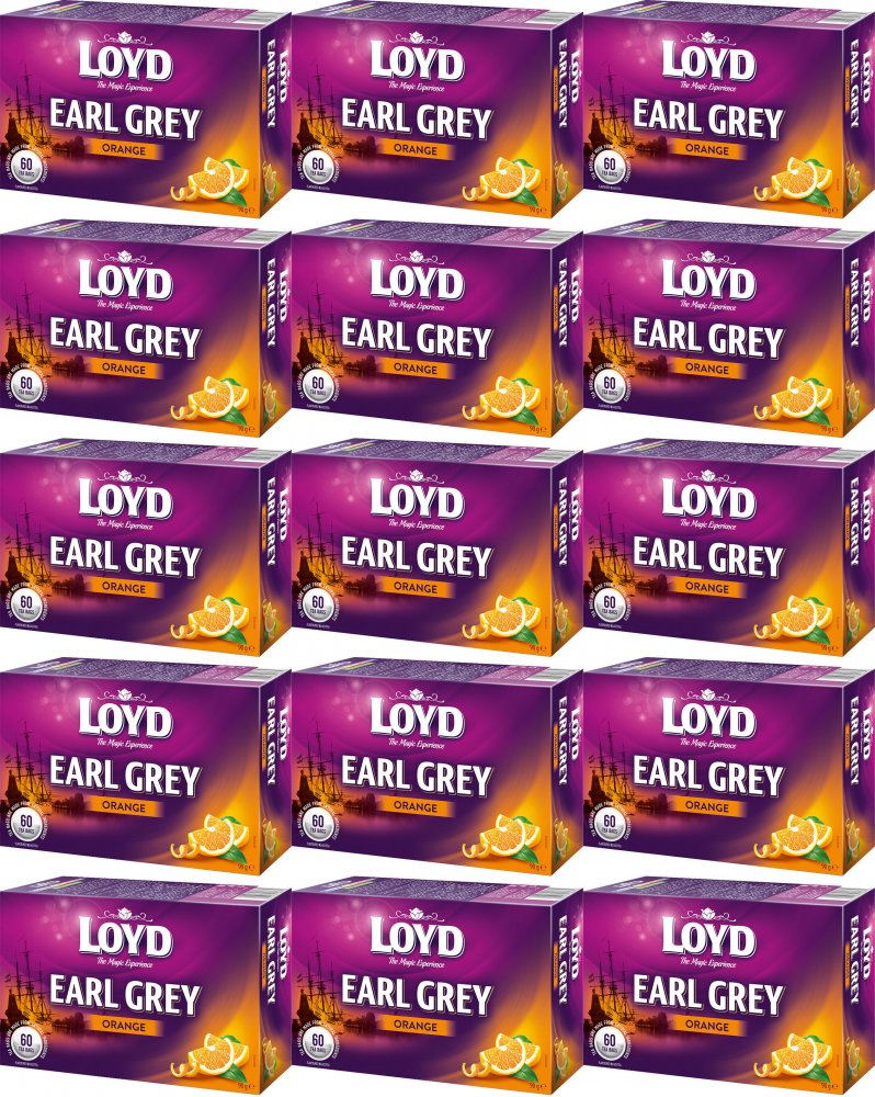 15x Herbata Earl Grey w torebkach Loyd Orange, pomarańcza, 60 sztuk x 1.5g