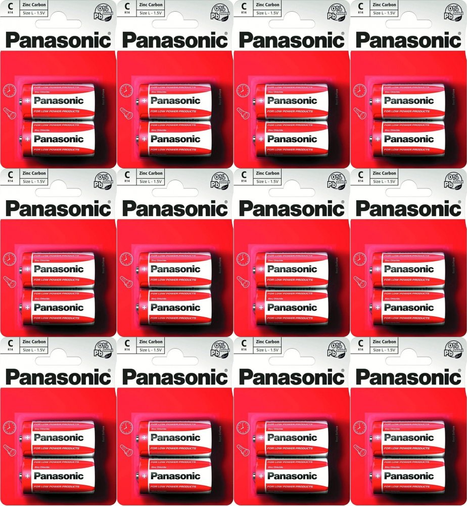 12x Bateria cynkowo-węglowa Panasonic, 1.5V, C/R14, 2 sztuki