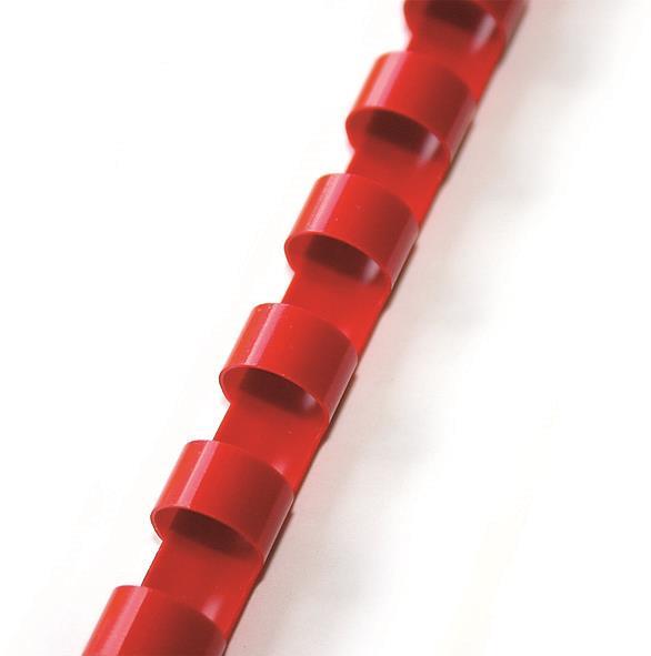 Grzbiety do bindowania Argo, plastik, 10mm, 100 sztuk, czerwony