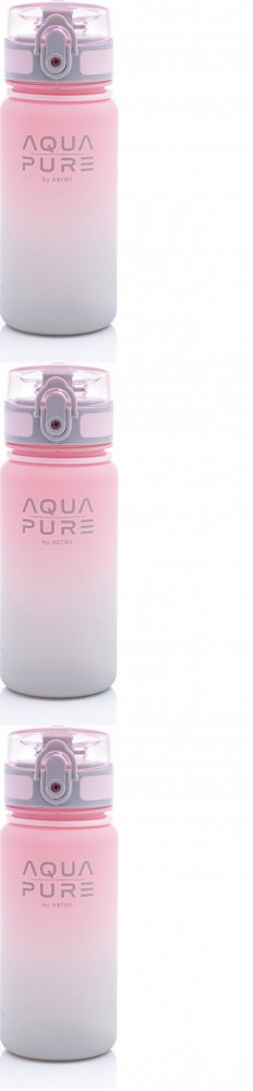 3x Bidon Astra Aqua Pure, tritan, 400ml, różowo-szary