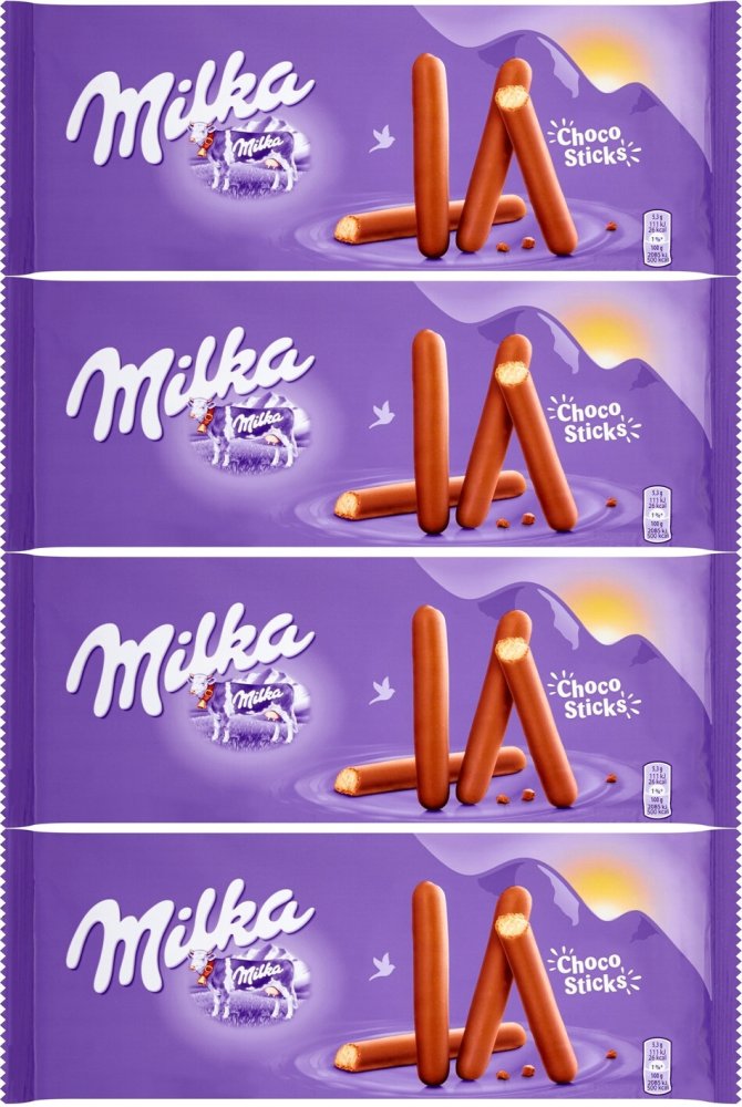 4x Ciastka paluszki Milka Choco Lila Sticks, 112g