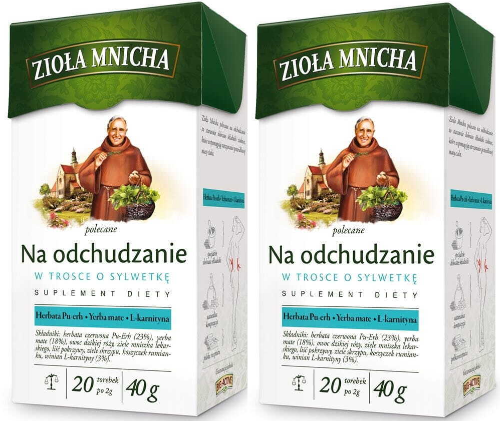 2x herbata funkcjonalna w torebkach Big-Active Zioła Mnicha, na odchudzanie, 20 sztuk x 2g