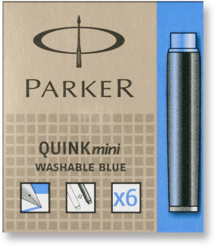 Naboje do pióra wiecznego Parker krótkie, 6 sztuk, niebieski
