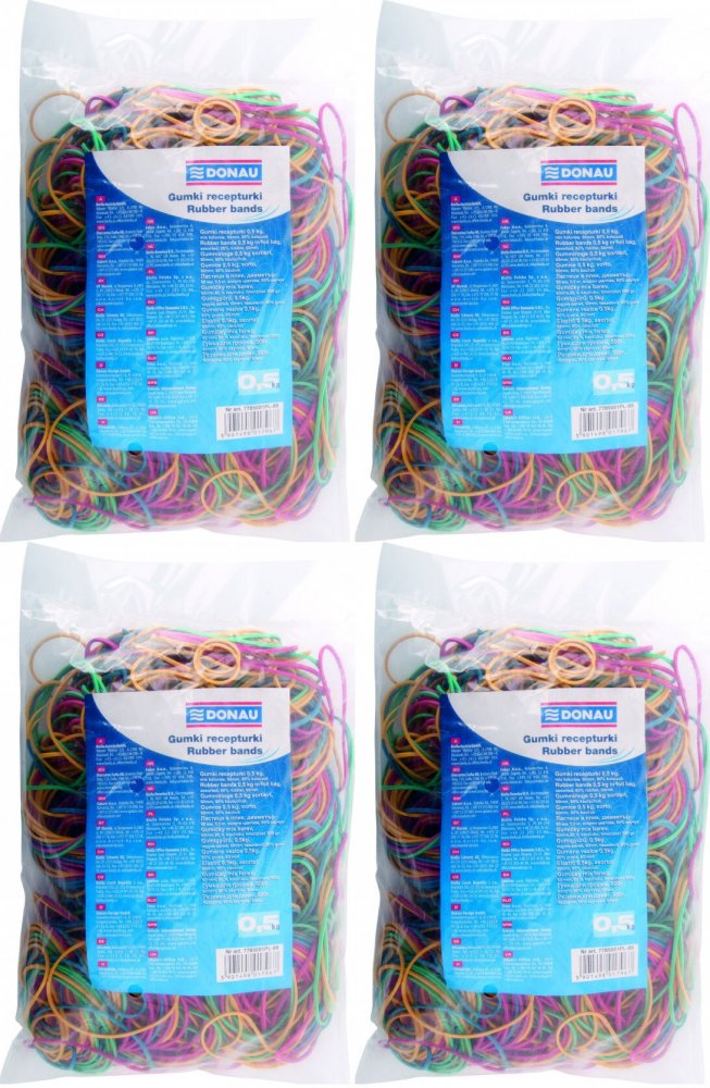 4x Gumki recepturki Donau, 60mm, 0.5kg, mix kolorów