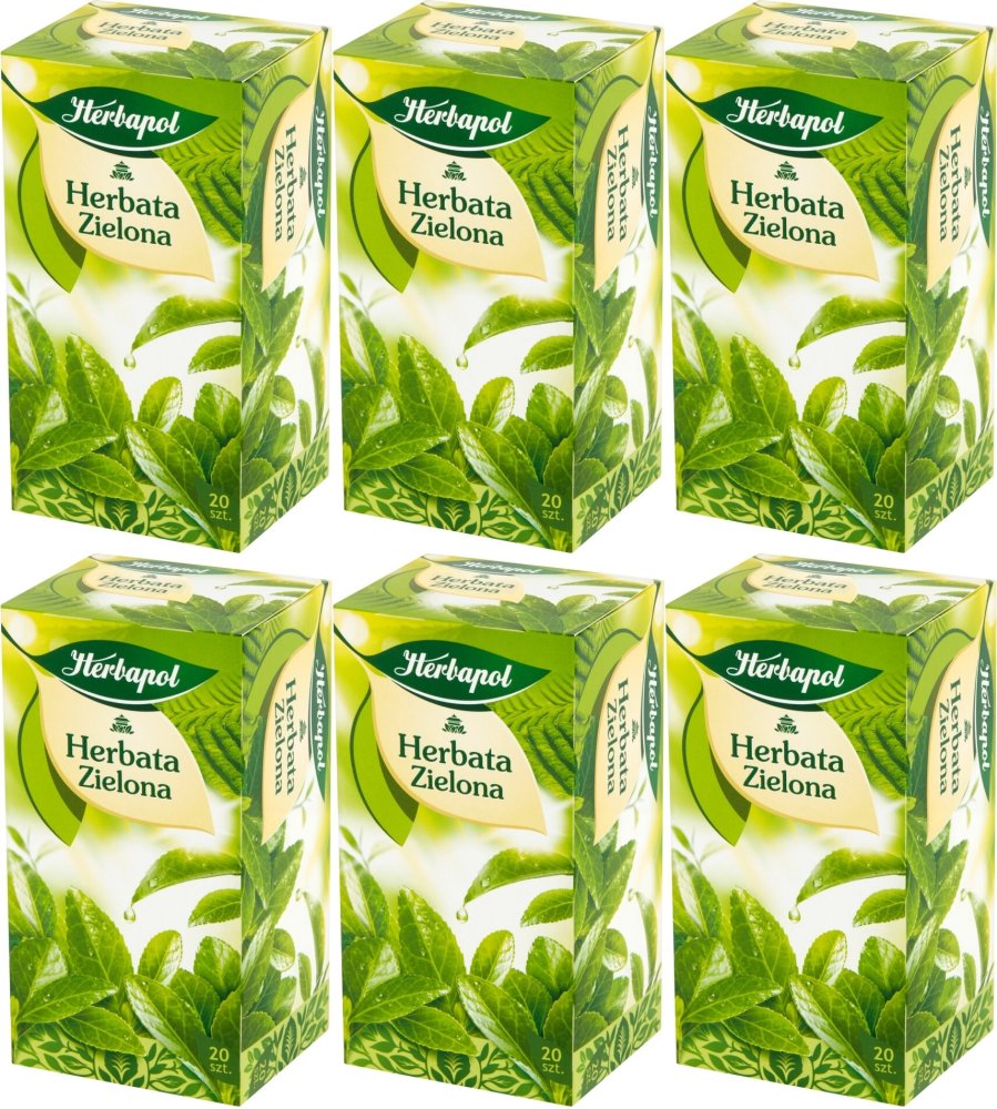 6x Herbata zielona w torebkach Herbapol, 20 sztuk x 2g