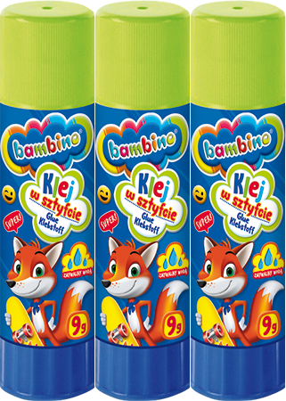 3x Klej w sztyfcie Bambino Zwierzaki Uczniaki, 9g